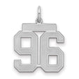 Medium Satin Number 96 Charm Pendant in Real 925 Sterling Silver