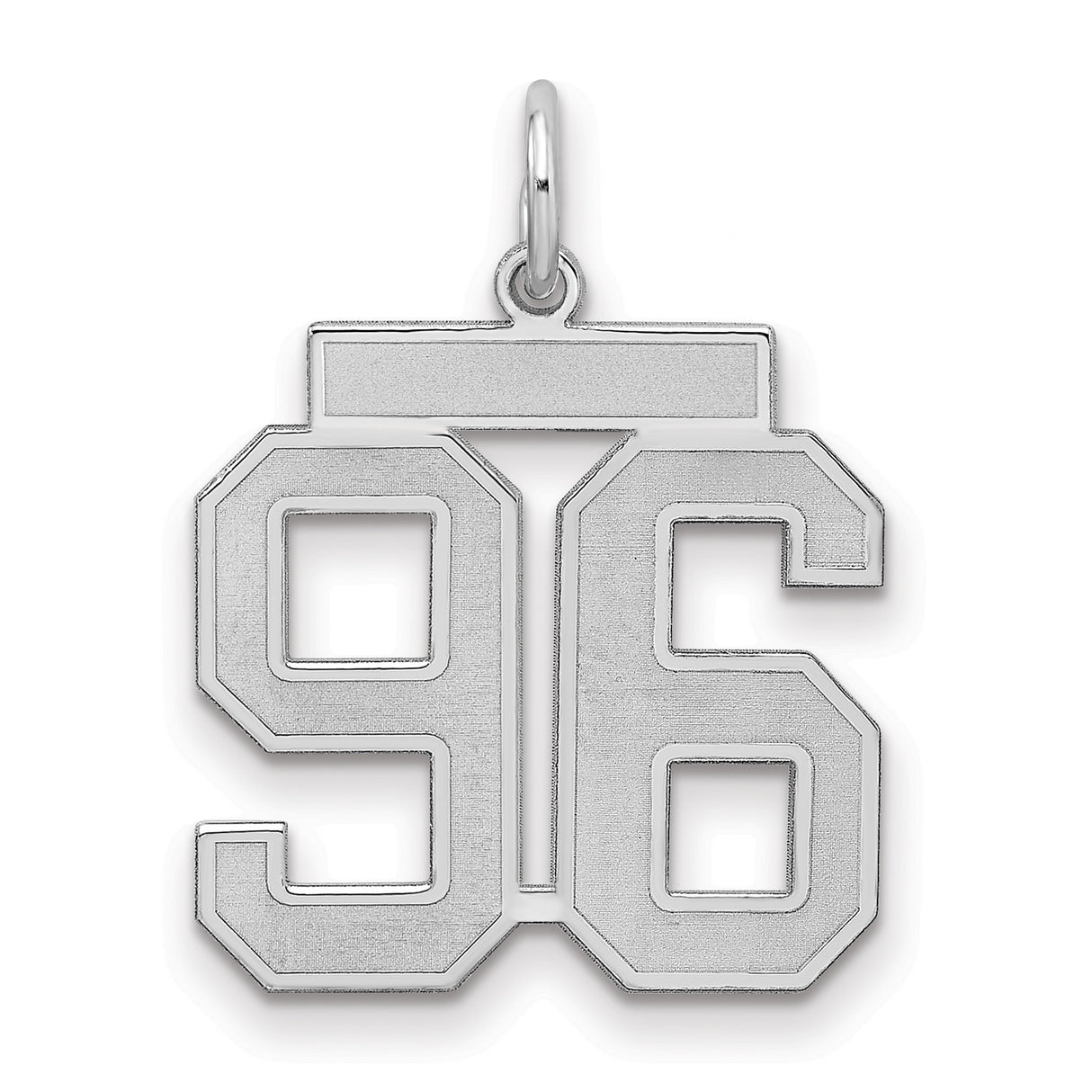 Medium Satin Number 96 Charm Pendant in Real 925 Sterling Silver
