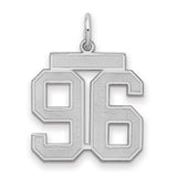 Medium Satin Number 96 Charm Pendant in Real 925 Sterling Silver