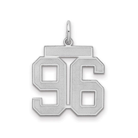 Medium Satin Number 96 Charm Pendant in Real 925 Sterling Silver