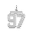 Sterling Silver Number 97 Pendant, Bold Block Font Sports Charm, Unisex Jewelry