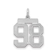 Medium Satin Number 98 Charm Pendant in Real 925 Sterling Silver