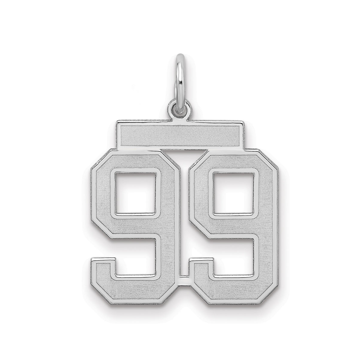 Medium Satin Number 99 Charm Pendant in Real 925 Sterling Silver