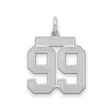 Medium Satin Number 99 Charm Pendant in Real 925 Sterling Silver