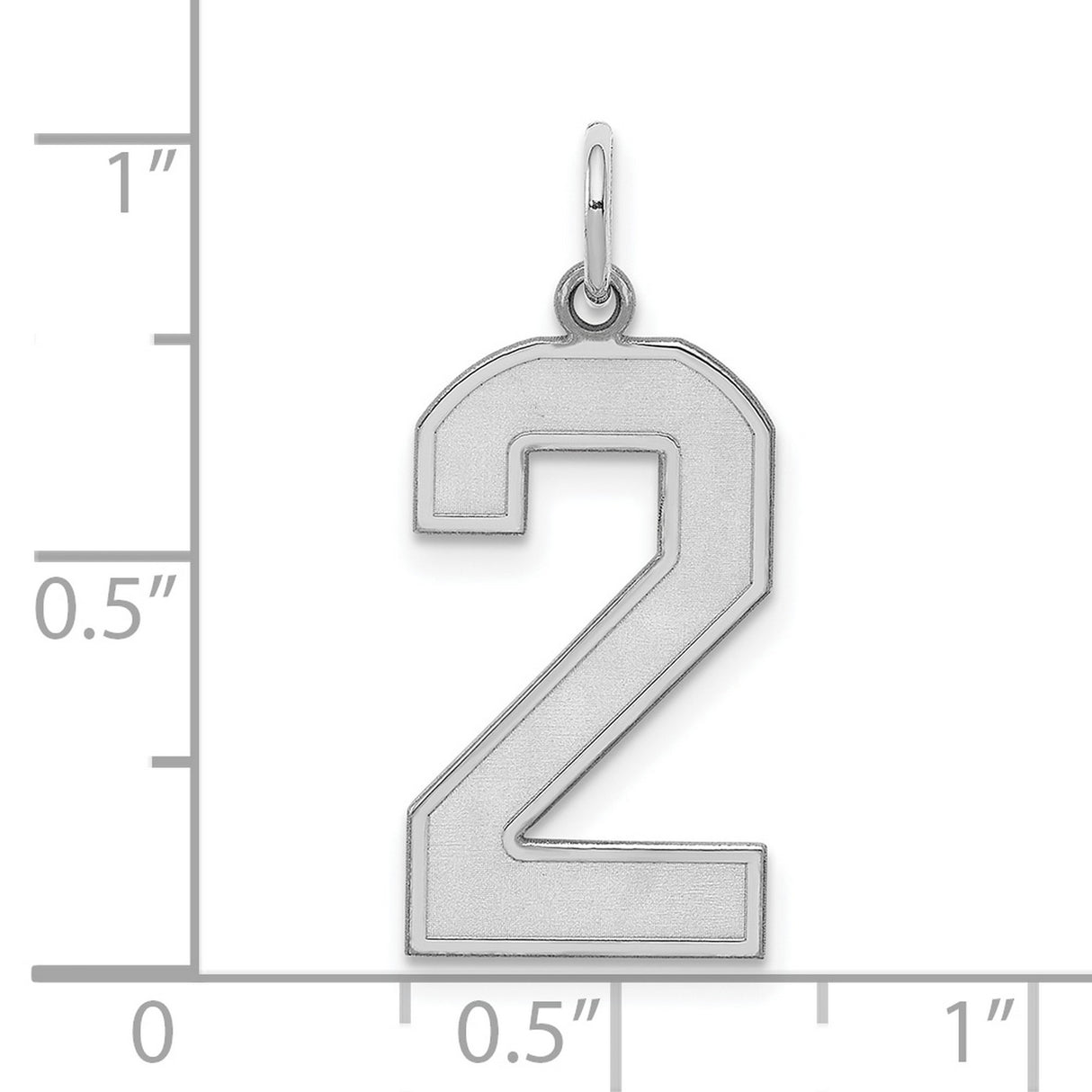 Sterling Silver Number 2 Pendant Charm, Satin Finish, Modern Bold Design, Unisex Jewelry