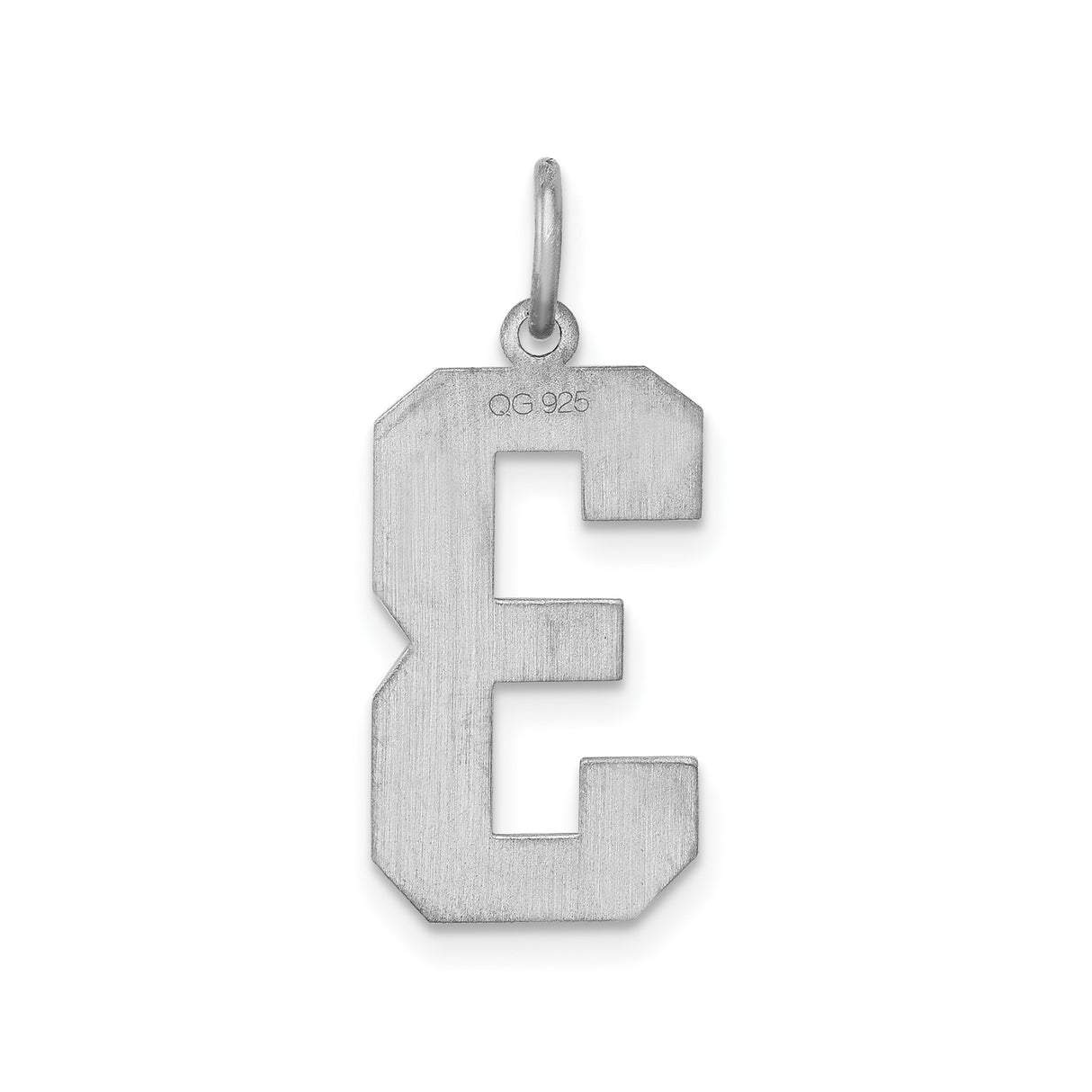 Sterling Silver Number 3 Pendant Charm, Block Design, Sports Theme, Unisex Jewelry