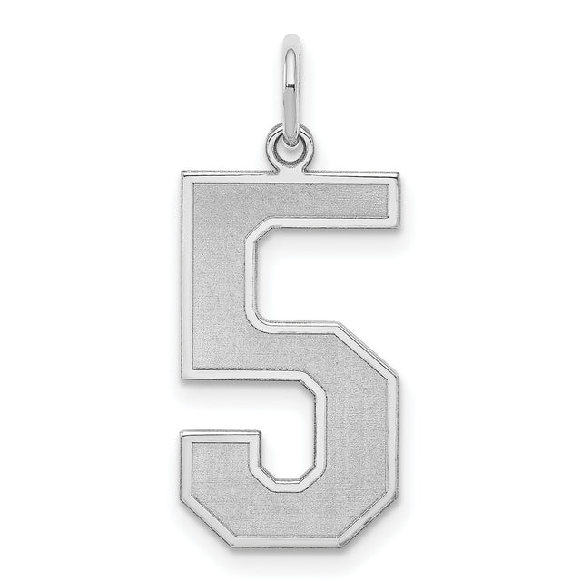Sterling Silver Number 5 Pendant Charm with Bold Block Design, Unisex Symbolic Jewelry