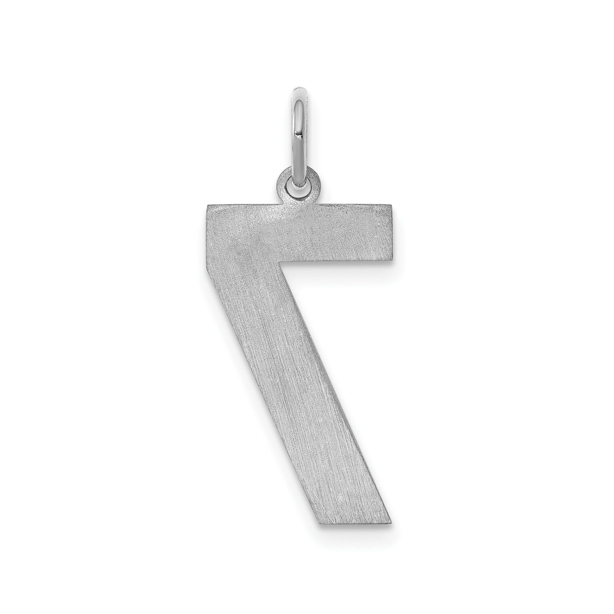 Sterling Silver Number Seven Pendant, Polished Lucky Numerology Charm for Women or Unisex Wear