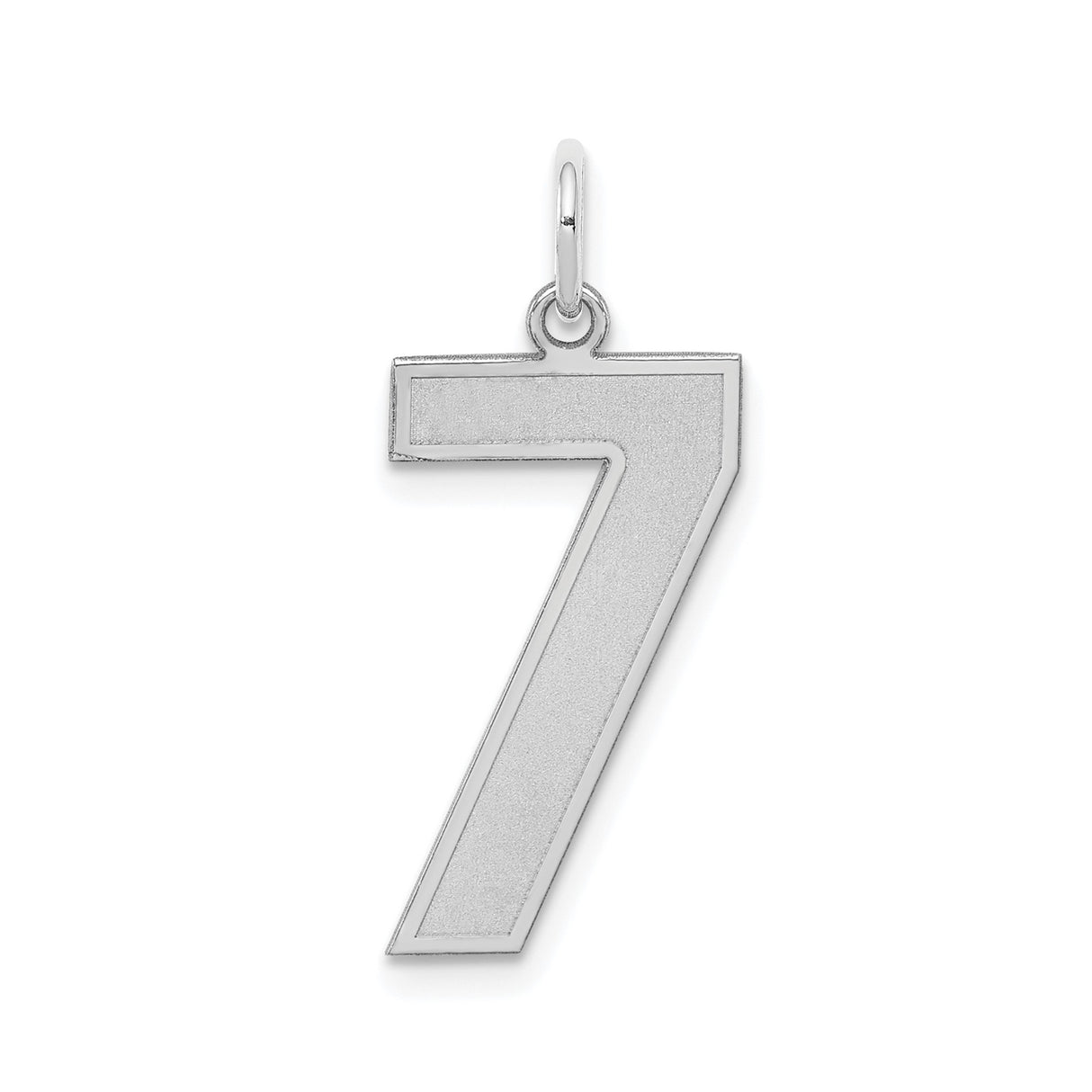 Sterling Silver Number Seven Pendant, Polished Lucky Numerology Charm for Women or Unisex Wear