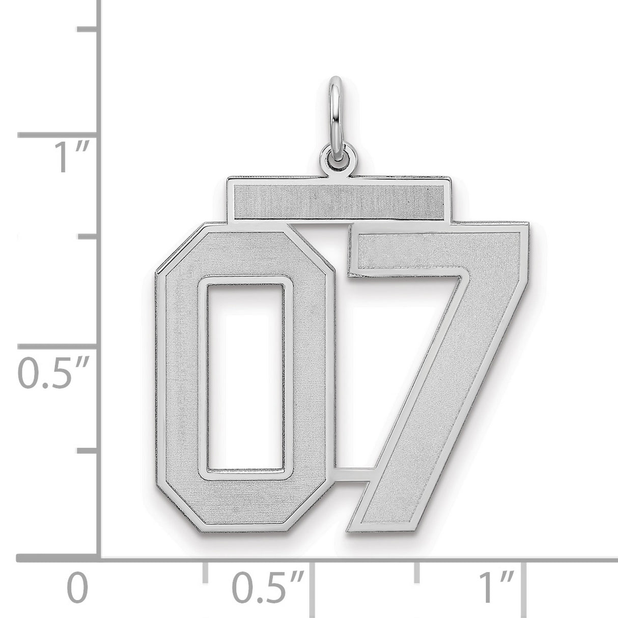 Large Satin Number 7 with Top Charm Pendant in Real 925 Sterling Silver