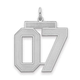 Large Satin Number 7 with Top Charm Pendant in Real 925 Sterling Silver