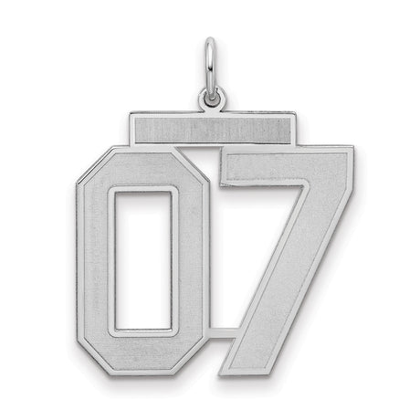 Large Satin Number 7 with Top Charm Pendant in Real 925 Sterling Silver