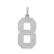 Sterling Silver Number 8 Pendant Charm, Polished Block Design, Unisex Numerology Jewelry