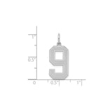 Sterling Silver Number 9 Pendant, Bold Block Design, Unisex Sports or Lucky Number Charm