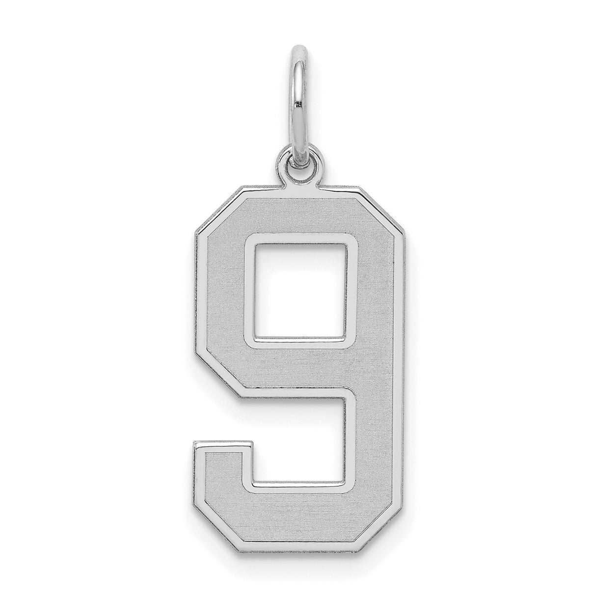 Sterling Silver Number 9 Pendant, Bold Block Design, Unisex Sports or Lucky Number Charm