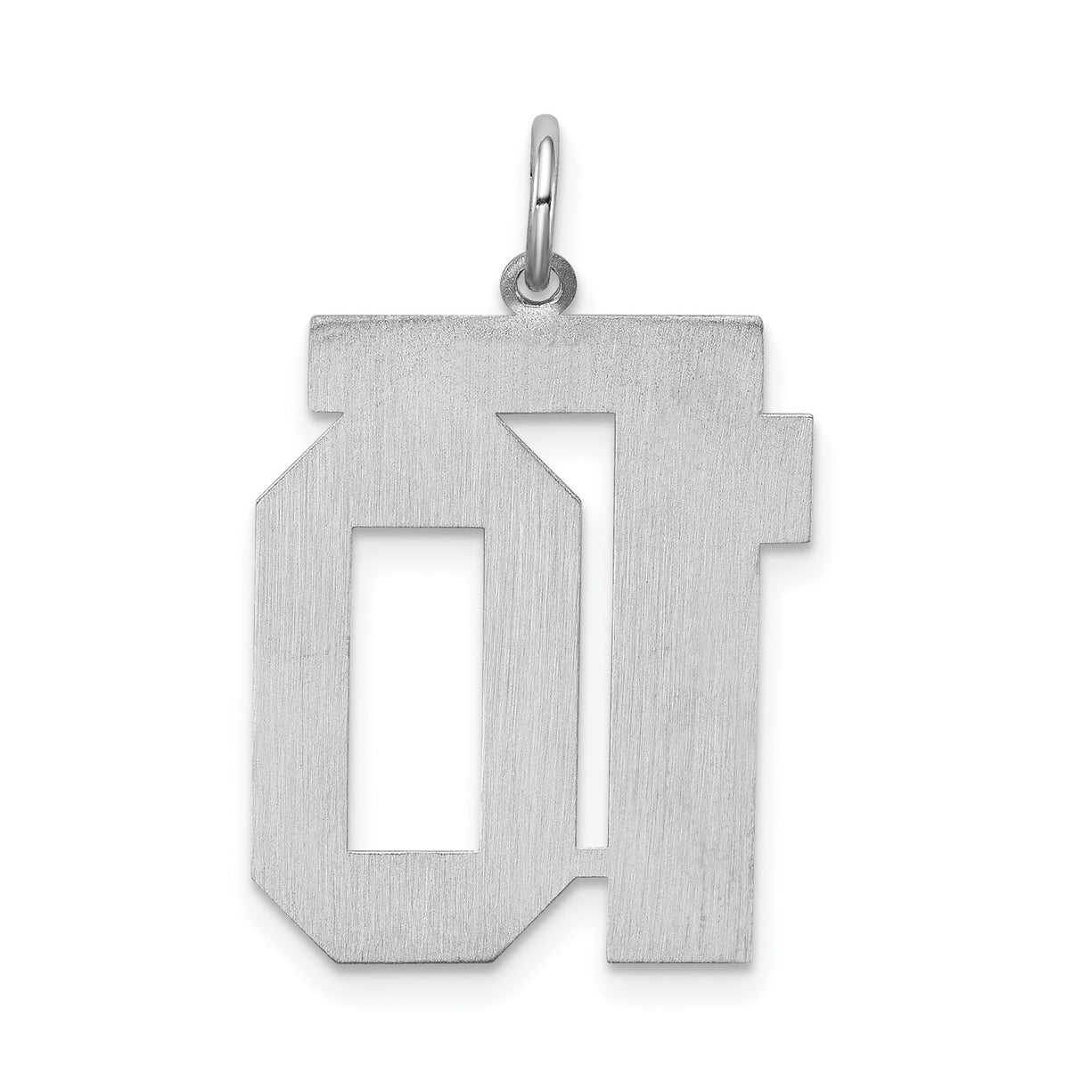 Sterling Silver Number 10 Pendant with Bold Block Font, Chunky Unisex Sports Charm