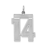 Sterling Silver Number 14 Pendant, Bold Block Numeral Design, Unisex Sports Charm