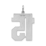 Sterling Silver Number 15 Pendant with Bold Block Font, Satin Finish, Unisex Sports Charm