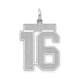 Sterling Silver Number 16 Pendant, Bold Block Style Numeric Charm