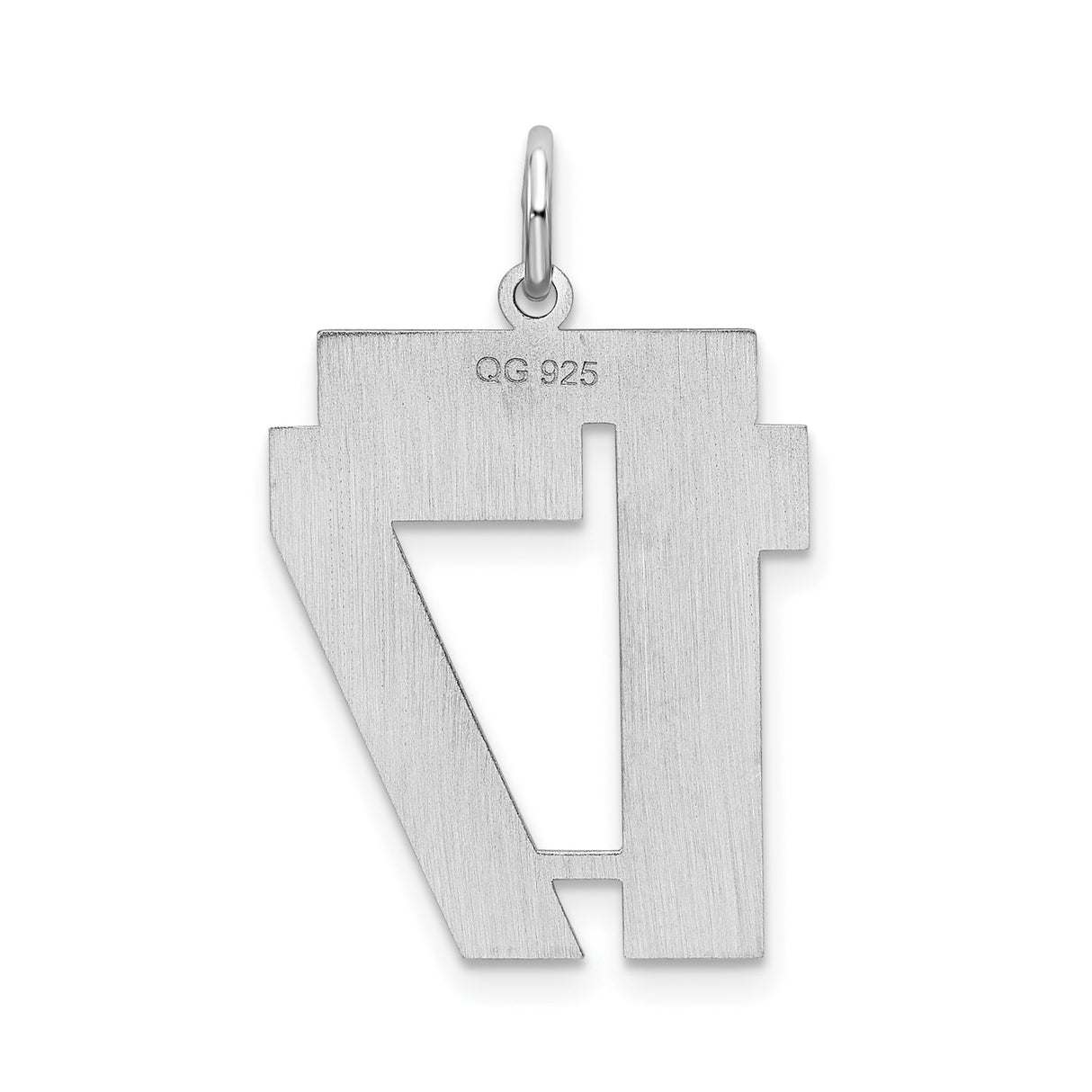 Sterling Silver Number 17 Pendant, Bold Block Design Sports Charm, Unisex Jewelry
