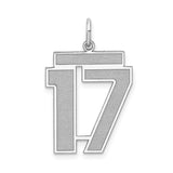 Sterling Silver Number 17 Pendant, Bold Block Design Sports Charm, Unisex Jewelry