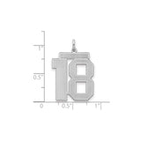 Sterling Silver Number 18 Pendant Charm, Bold Block Numerals, Satin Finish, Sports Jersey Style