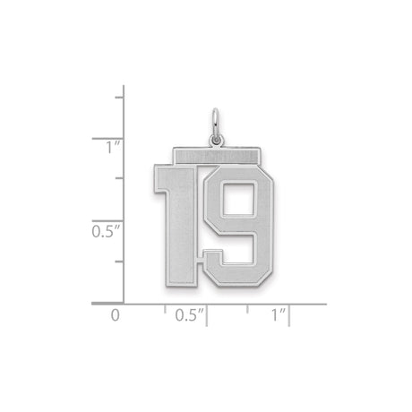 Sterling Silver Number 19 Pendant, Bold Block Varsity Style Unisex Sports Charm