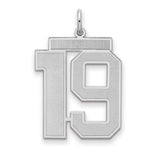 Sterling Silver Number 19 Pendant, Bold Block Varsity Style Unisex Sports Charm
