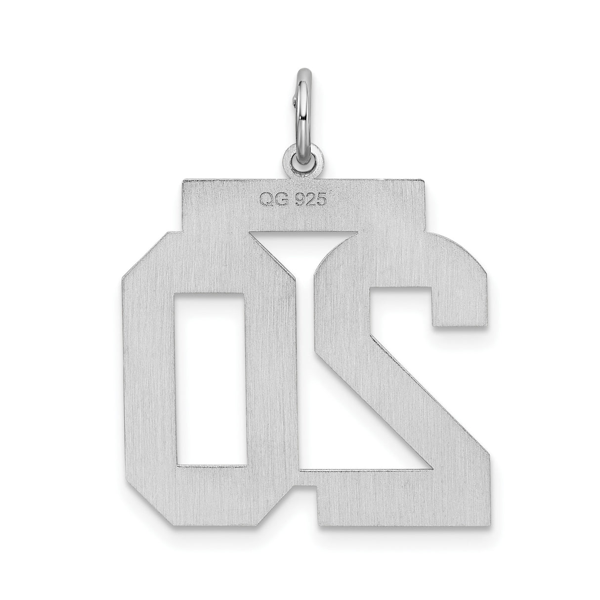 Sterling Silver Pendant Charm with Bold Number 20 in Polished Finish
