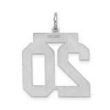 Sterling Silver Pendant Charm with Bold Number 20 in Polished Finish