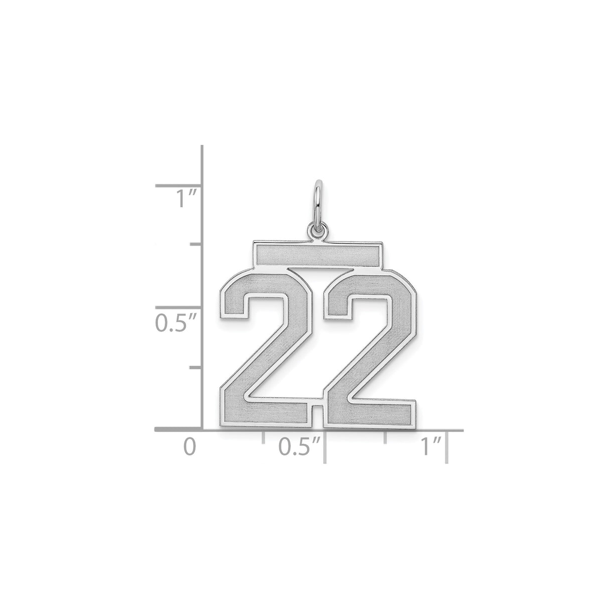 Large Satin Number 22 Charm Pendant in Real 925 Sterling Silver