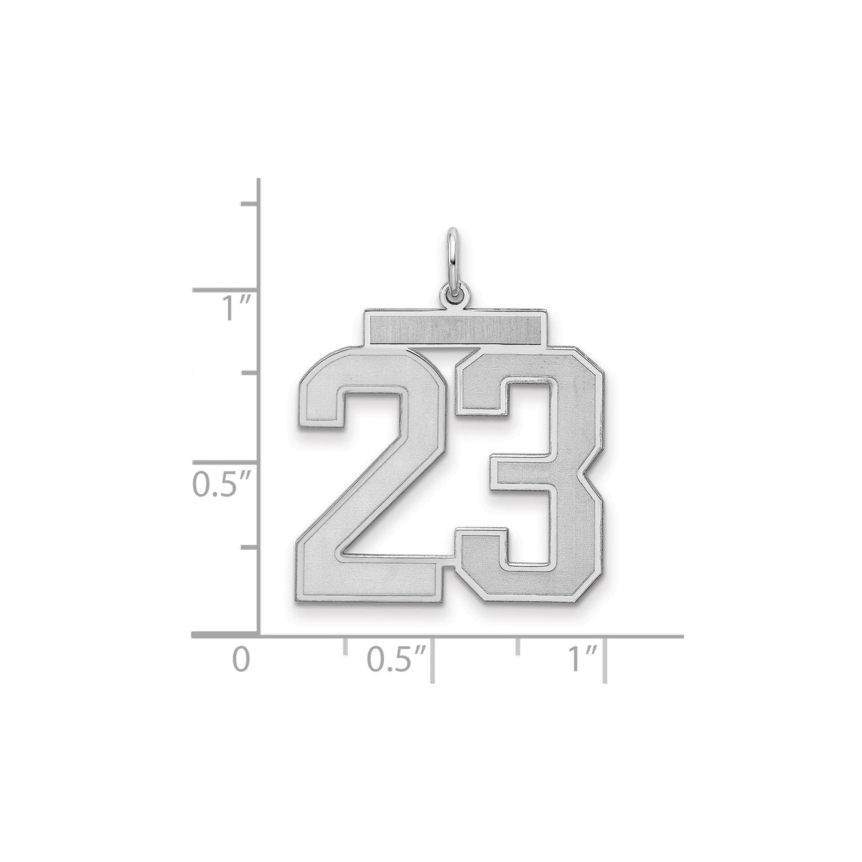 Large Satin Number 23 Charm Pendant in Real 925 Sterling Silver