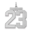 Large Satin Number 23 Charm Pendant in Real 925 Sterling Silver