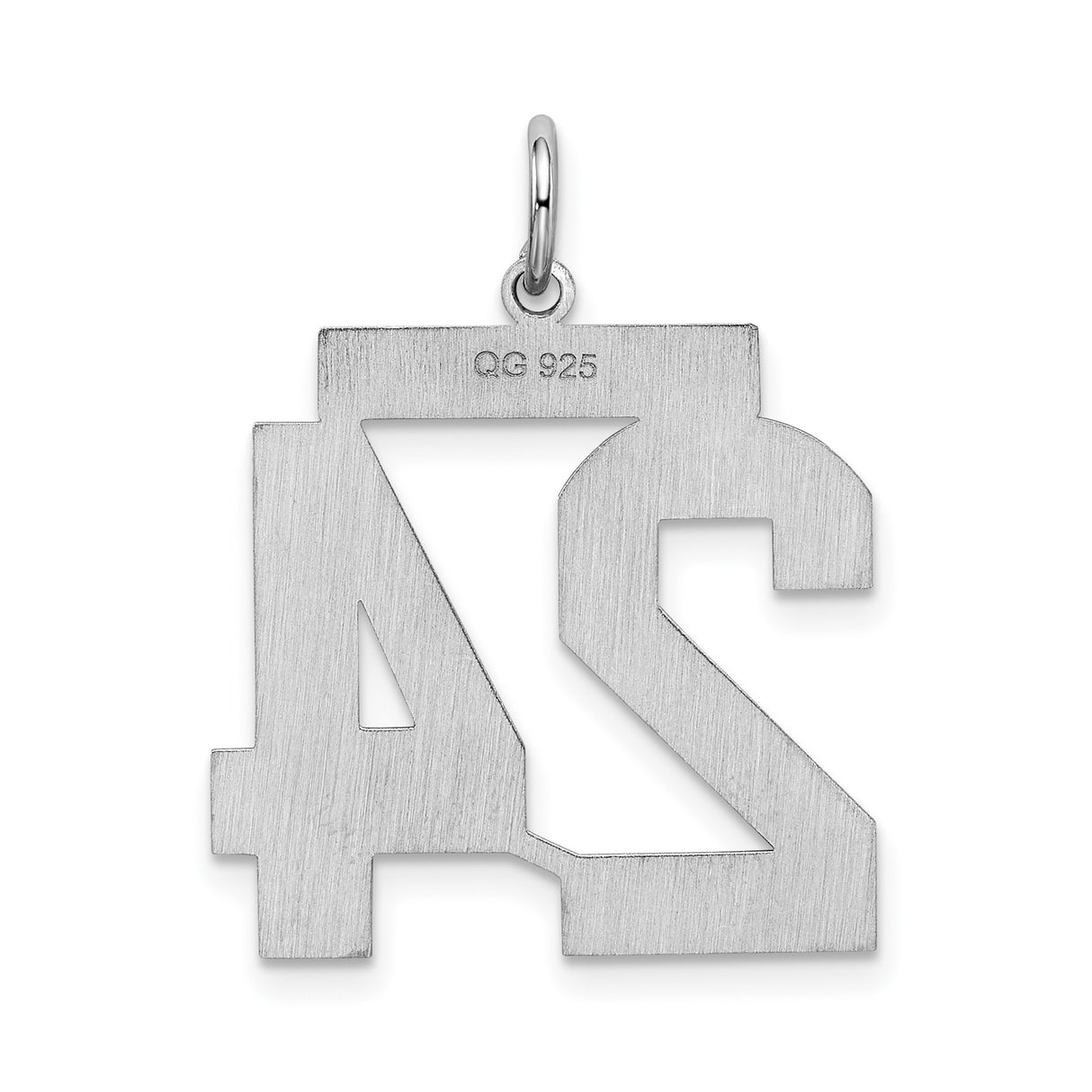 Sterling Silver Number 24 Pendant, Bold Athletic Font Jersey Style Charm