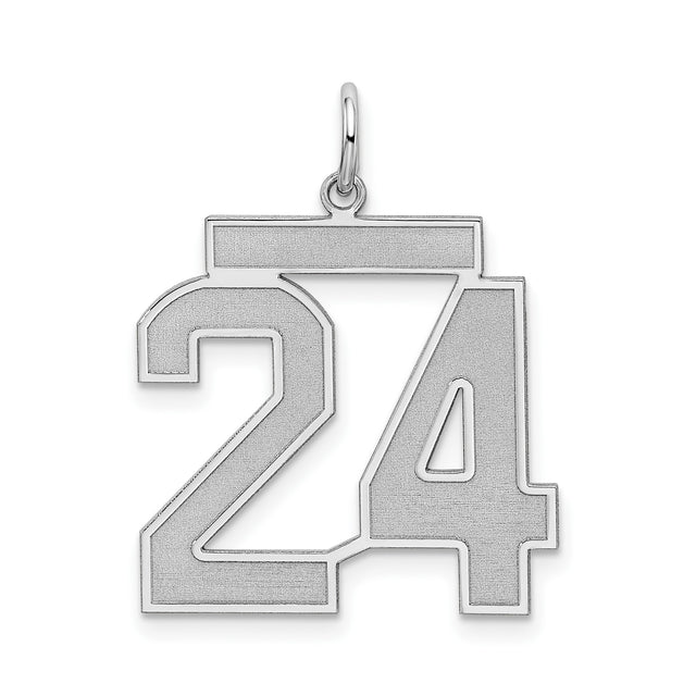 Sterling Silver Number 24 Pendant, Bold Athletic Font Jersey Style Charm
