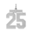 Sterling Silver Pendant, Bold Varsity Style Number 25 Charm for Men and Women