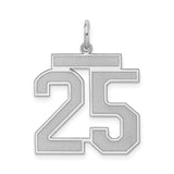 Sterling Silver Pendant, Bold Varsity Style Number 25 Charm for Men and Women