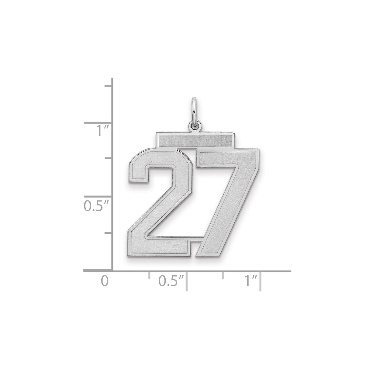 Sterling Silver Number 27 Pendant, Bold Athletic Style Sports Charm for Men or Women