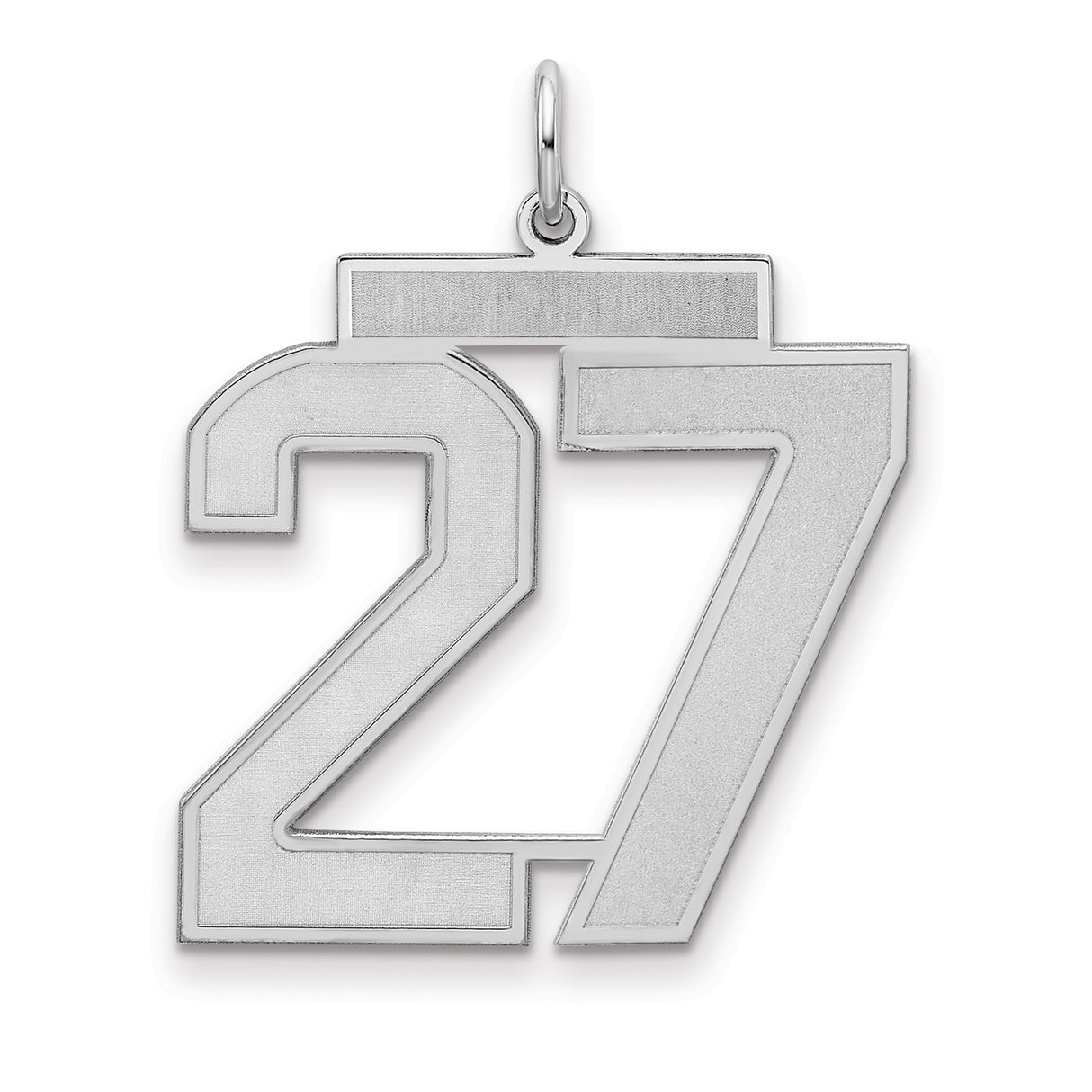 Sterling Silver Number 27 Pendant, Bold Athletic Style Sports Charm for Men or Women