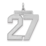 Sterling Silver Number 27 Pendant, Bold Athletic Style Sports Charm for Men or Women