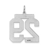 Large Satin Number 29 Charm Pendant in Real 925 Sterling Silver