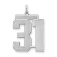 Large Satin Number 31 Charm Pendant in Real 925 Sterling Silver