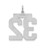 Sterling Silver Number 32 Pendant, Bold Jersey Font Sports Charm for Men or Women