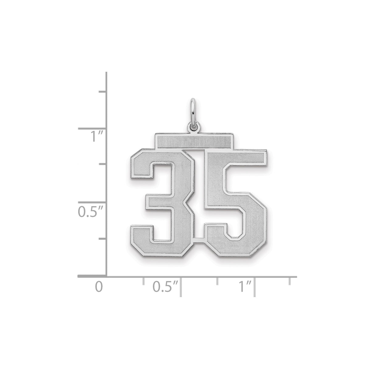 Sterling Silver Number 35 Pendant Charm with Sporty Block Design for Men or Women
