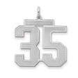 Sterling Silver Number 35 Pendant Charm with Sporty Block Design for Men or Women