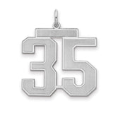 Sterling Silver Number 35 Pendant Charm with Sporty Block Design for Men or Women