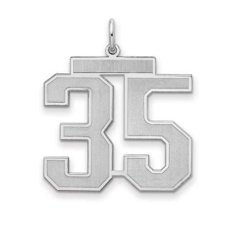 Sterling Silver Number 35 Pendant Charm with Sporty Block Design for Men or Women