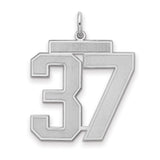 Large Satin Number 37 Charm Pendant in Real 925 Sterling Silver