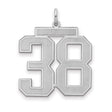 Large Satin Number 38 Charm Pendant in Real 925 Sterling Silver