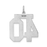Sterling Silver Charm Pendant, Polished Matte 40th Birthday Number Design for Men and Women